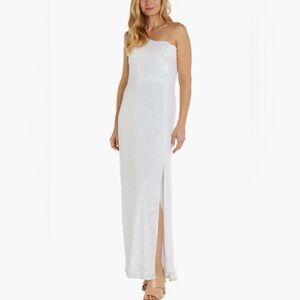 Morgan & Co. One shoulder sequin Gown